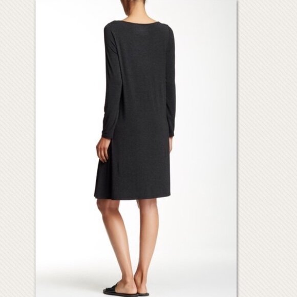 EUC Women's EILEEN FISHER Long Sleeve Viscose Jersey Dress Gray | Size M - Picture 2 of 7
